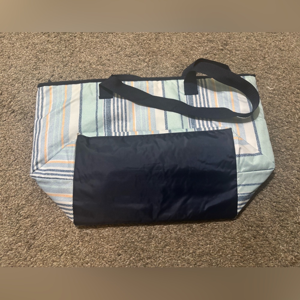 Thirty-One Blue and White Striped Storage Bags